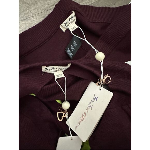 NWT For Love & Lemons Cropped Top And Sweatpant 2Piece Set Burgundy Large - Picture 9 of 9